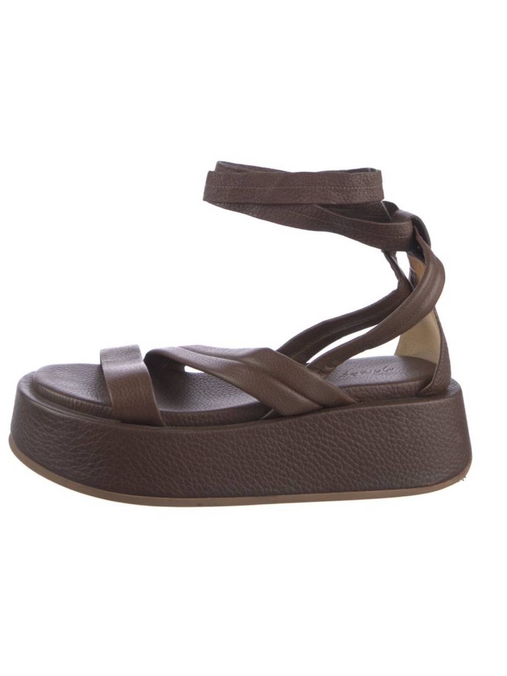 Marsèll Brown Leather Platform Wrap Sandals - Picture 3 of 6